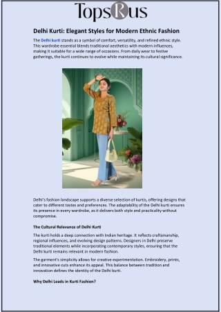 Delhi Kurti and Elegant Styles for Modern Ethnic Fashion