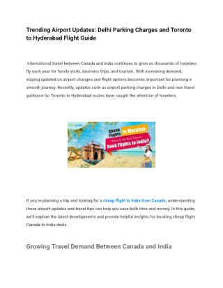 Cheap Flights to India from Canada: Toronto to Hyderabad Guide & Delhi Airport U