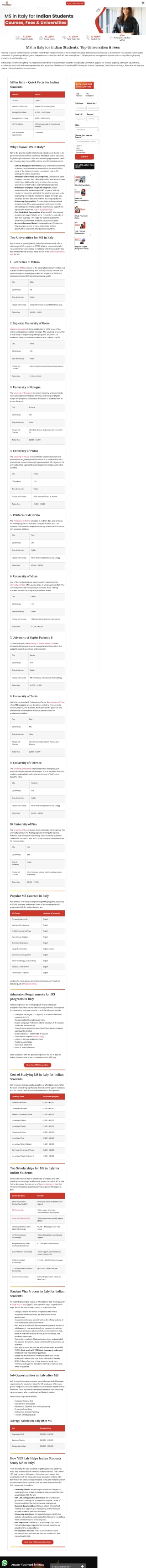 MS in Italy | Masters Courses, Universities & Admission Guide