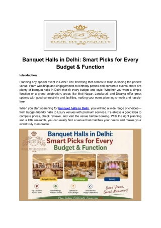 Banquet Halls in Delhi for Every Budget- BookMyBanquets