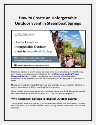 How to Create an Unforgettable Outdoor Event in Steamboat Springs