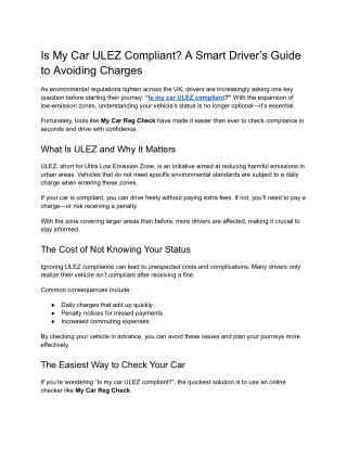 Is My Car ULEZ Compliant _ A Smart Driver’s Guide to Avoiding Charges