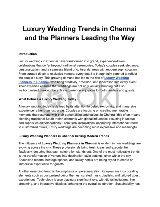 Luxury Wedding Trends in Chennai and the Planners Leading the Way