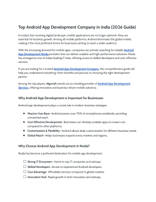 Top Android App Development Company in India