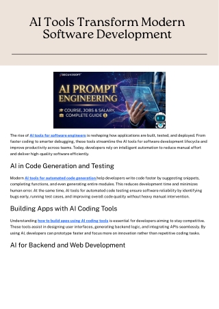 AI Tools Transform Modern Software Development