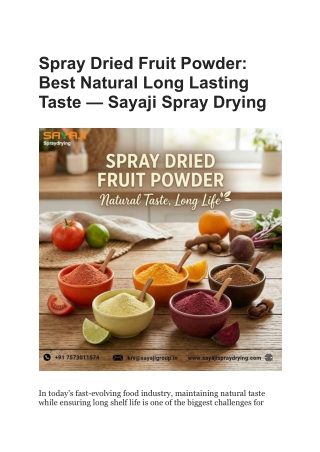 Spray Dried Fruit Powder_ Best Natural Long Lasting Taste