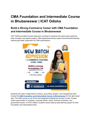 CMA Foundation and Intermediate Course in Bhubaneswar  ICAT Odisha