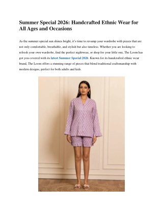Summer Special 2026- Handcrafted Ethnic Wear for All Ages and Occasions