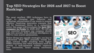 Top SEO Strategies for 2026 and 2027 to Boost Rankings