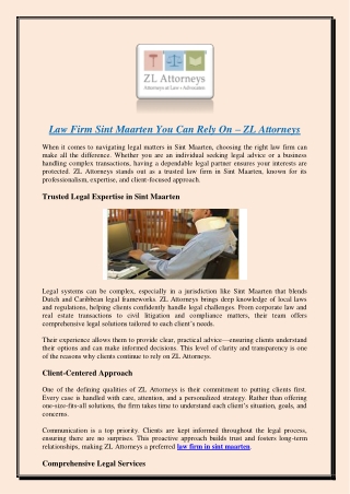 Law Firm Sint Maarten You Can Rely On – ZL Attorneys