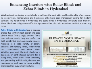 Enhancing Interiors with Roller Blinds and Zebra Blinds in Hyderabad