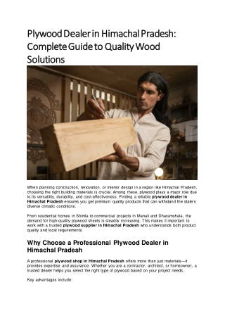 Plywood Dealer in Himachal Pradesh Complete Guide to Quality Wood Solutions