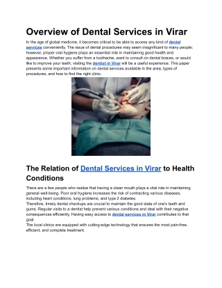 Overview of Dental Services in Virar
