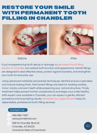 Restore Your Smile with Permanent Tooth Filling in Chandler