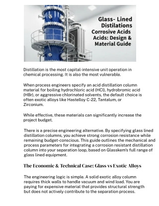 Glass-Lined Distillation Columns for Corrosive Acids