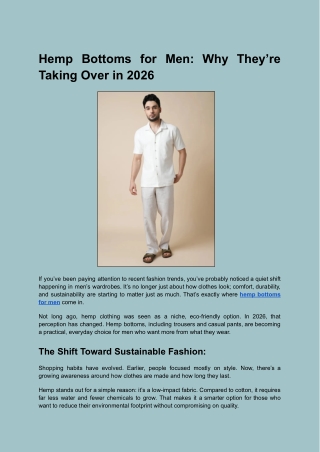 Upgrade Your Wardrobe with Hemp Bottoms for Men in 2026