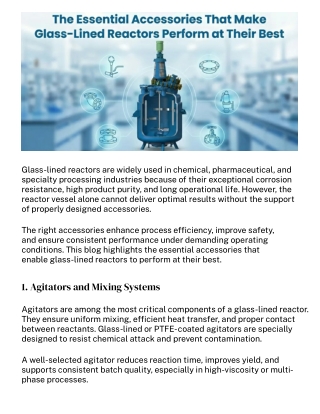 Essential Accessories for Glass-Lined Reactors | Improve Performance & Safety