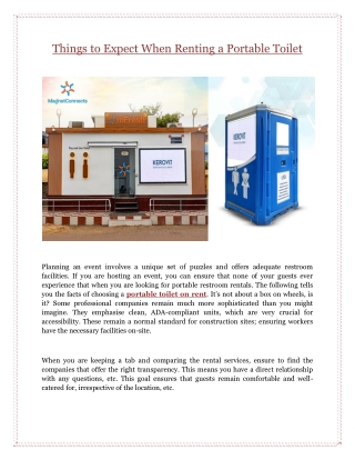 Things to Expect When Renting a Portable Toilet