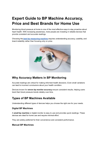 Expert Guide to BP Machine Accuracy, Price and Best Brands for Home Use