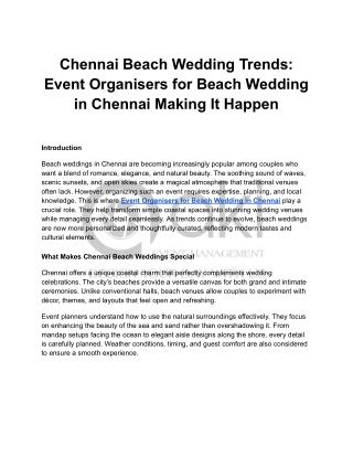Chennai Beach Wedding Trends: Event Organisers for Beach Wedding in Chennai Maki
