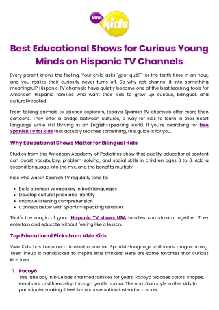 Best Educational Shows for Curious Young Minds on Hispanic TV Channels