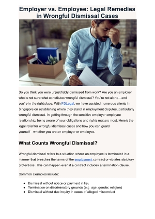 Employer vs. Employee: Legal Remedies in Wrongful Dismissal Cases