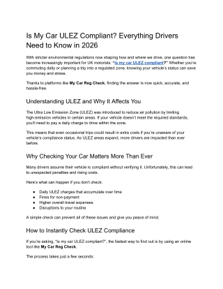 Is My Car ULEZ Compliant_ Everything Drivers Need to Know in 2026