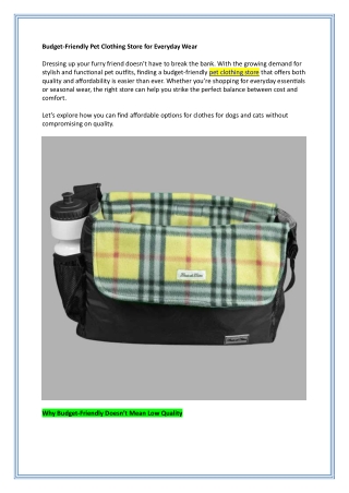 Budget-Friendly Pet Clothing Store for Everyday Wear