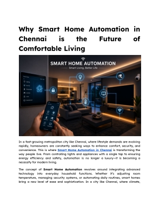 Why Smart Home Automation in Chennai is the Future of Comfortable Living