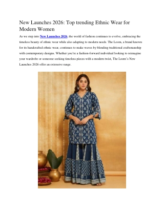 New Launches 2026 Top trending Ethnic Wear for Modern Women