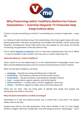 Why Preserving Latino Traditions Matters for Future Generations — And How Hispanic TV Channels Help Keep Culture Alive