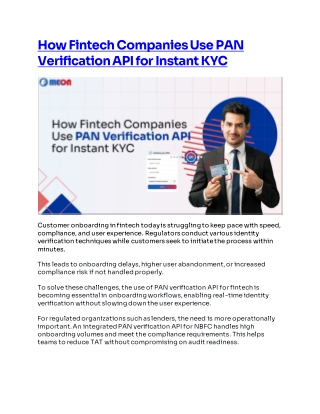 Why PAN Verification API Is Essential for Fintech OnboardingExplore how fintech