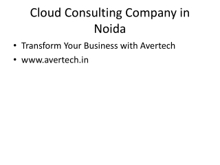 Cloud Consulting Company in Noida - Avertech