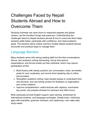 Challenges Faced by Nepali Students Abroad and How to Overcome Them