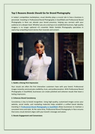 Top 5 Reasons Brands Should Go for Brand Photography