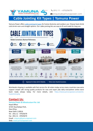 Cable Jointing Kit Types