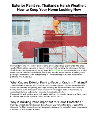 Exterior Paint vs. Thailand’s Harsh Weather: How to Keep Your Home Looking New