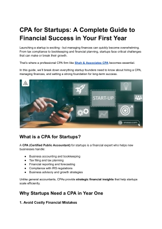 CPA for Startups_ A Complete Guide to Financial Success in Your First Year