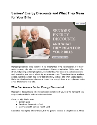 Seniors Energy Discounts and What They Mean for Your Bills
