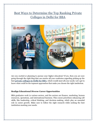 Best Ways to Determine the Top Ranking Private Colleges in Delhi for BBA