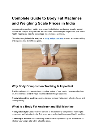 Complete Guide to Body Fat Machines and Weighing Scale Prices in India