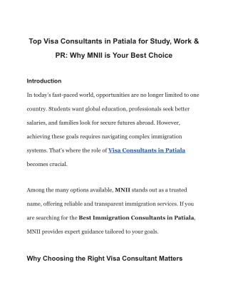 Top Visa Consultants in Patiala for Study, Work & PR