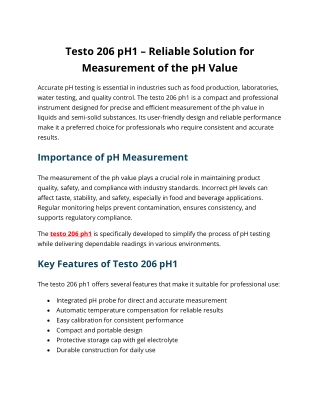Testo 206 pH1 – pH Value Measurement Guide