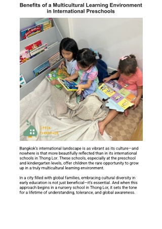 Benefits of a Multicultural Learning Environment in International Preschools