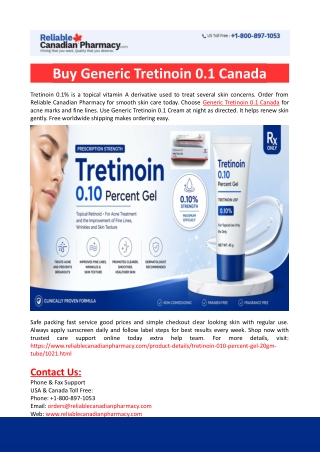 Buy Generic Tretinoin 0.1 Canada
