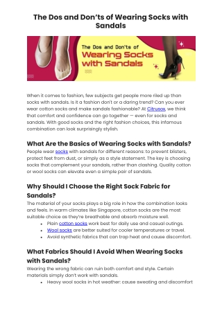 The Dos and Don’ts of Wearing Socks with Sandals