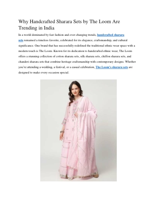 Handcrafted Sharara Sets - The Loom Trending Ethnic Wear