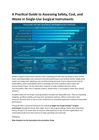 A Practical Guide to Assessing Safety, Cost, and Waste in Single-Use Surgical Instruments