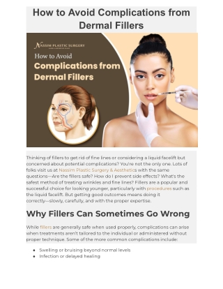 How to Avoid Complications from Dermal Fillers