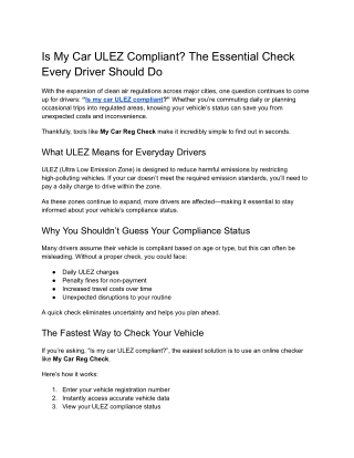 Is My Car ULEZ Compliant_ The Essential Check Every Driver Should Do
